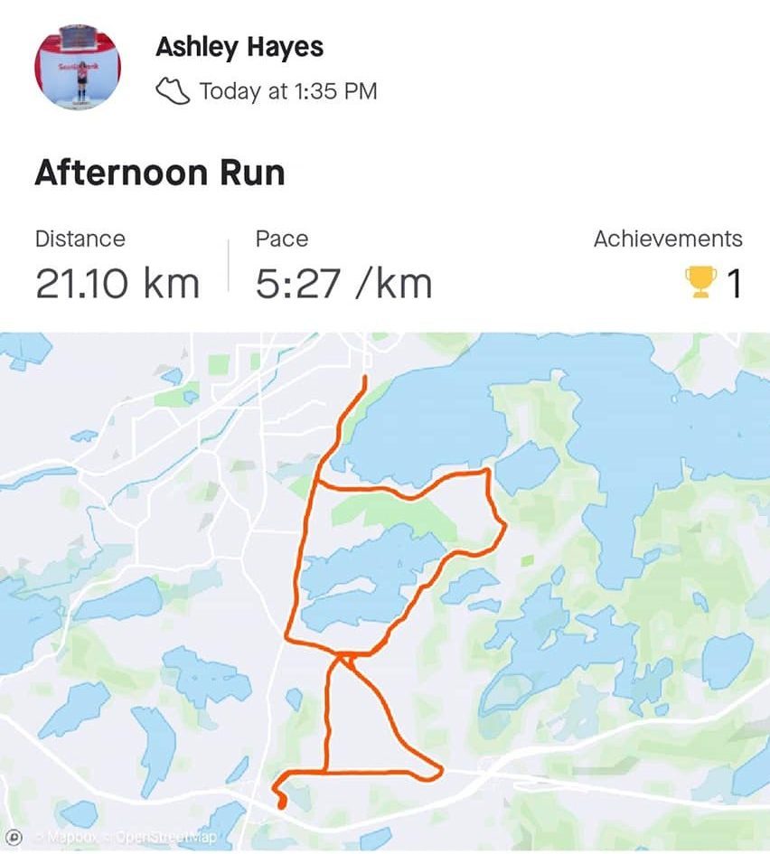 what the virtual running map looks like (Canada)